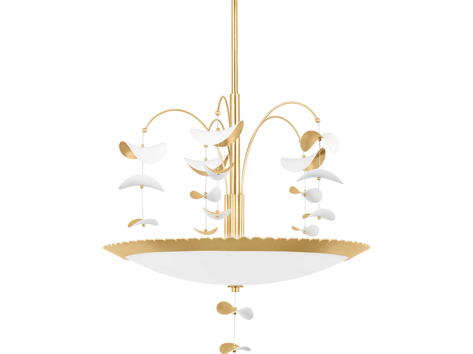 Hudson Valley Paavo 6-Light Gold Leaf Soft White Glass Bowl Pendant