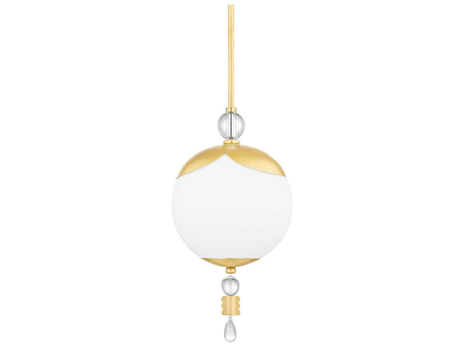 Hudson Valley Perla 1-Light Aged Brass Crystal Glass Globe Mini Pendant