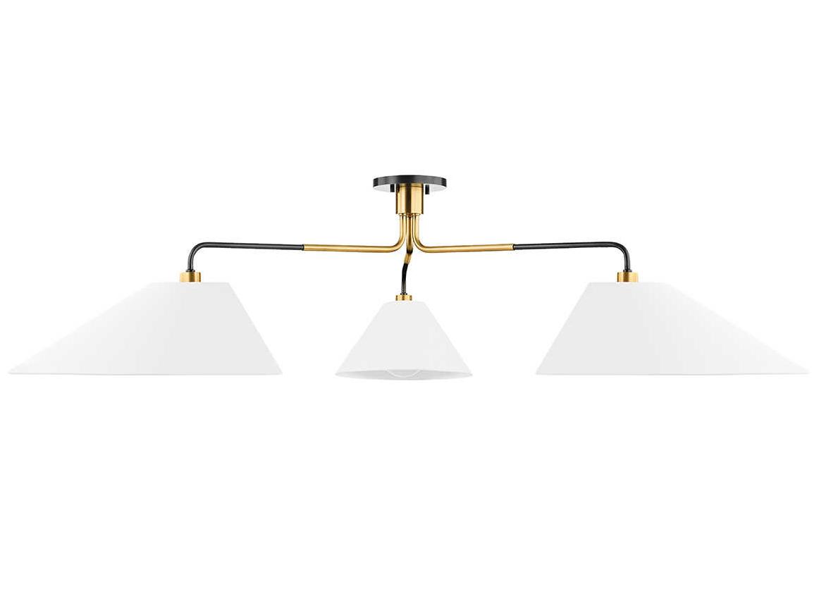 Hudson Valley Duo 3-Light Aged Old Bronze Black Linear Semi Flush Mount