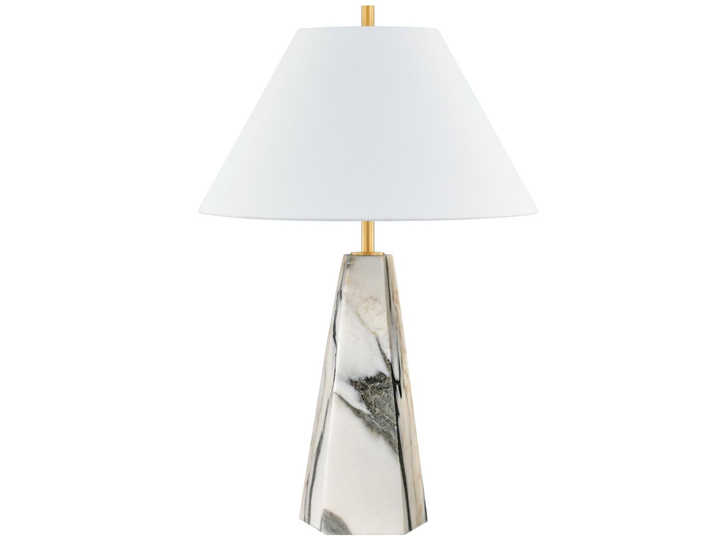 Hudson Valley Benicia Aged Brass White Linen Buffet Lamp
