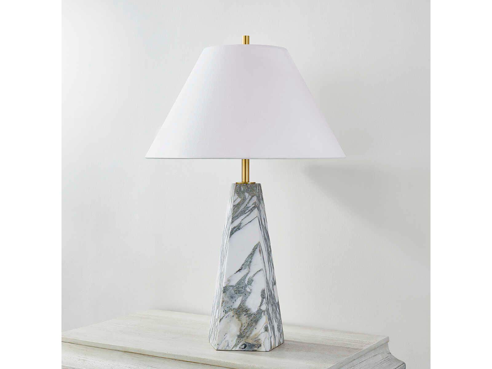 Hudson Valley Benicia Aged Brass White Linen Buffet Lamp