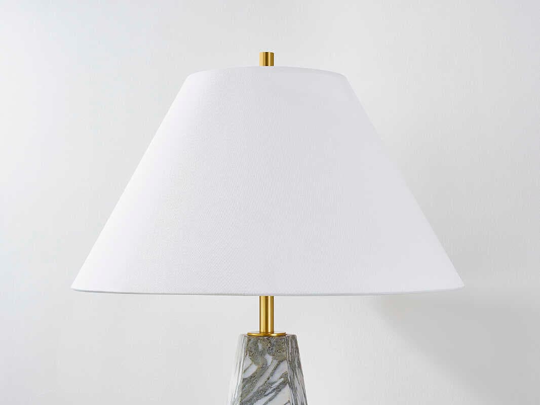 Hudson Valley Benicia Aged Brass White Linen Buffet Lamp