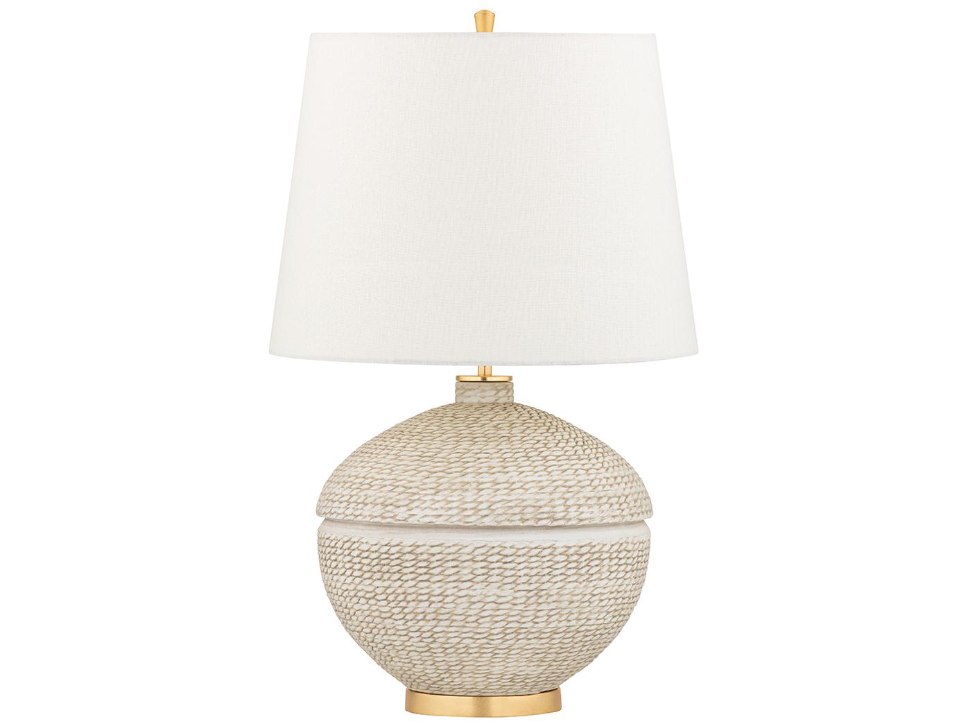 Hudson Valley Katonah Gold Leaf 1-light White Linen Table Lamp