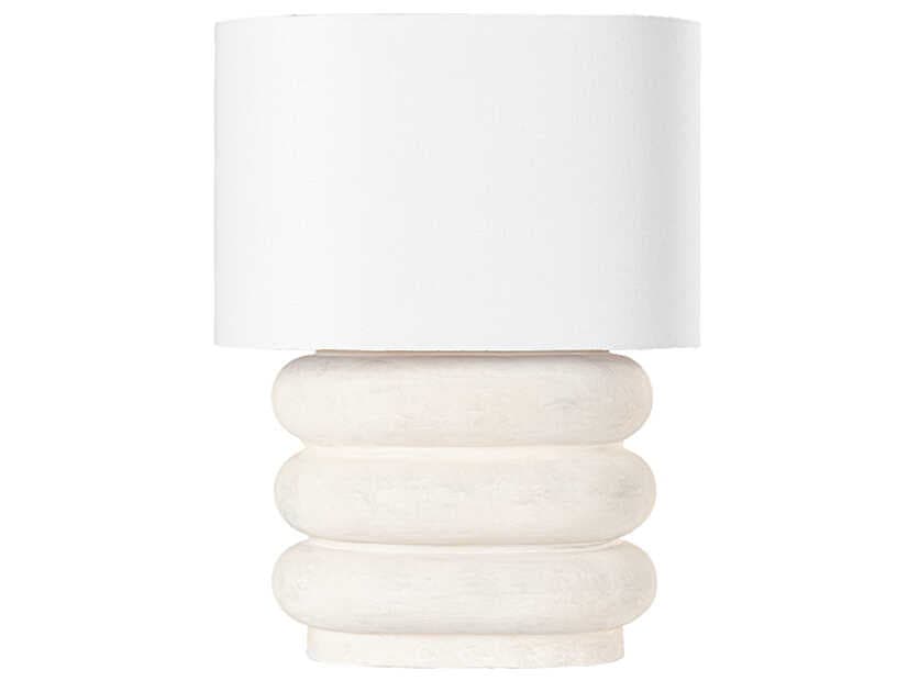 Hudson Valley Ewing Aged Brass Weathered Ivory Ceramic White Linen Buffet Lamp