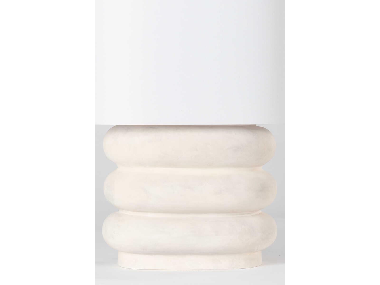 Hudson Valley Ewing Aged Brass Weathered Ivory Ceramic White Linen Buffet Lamp