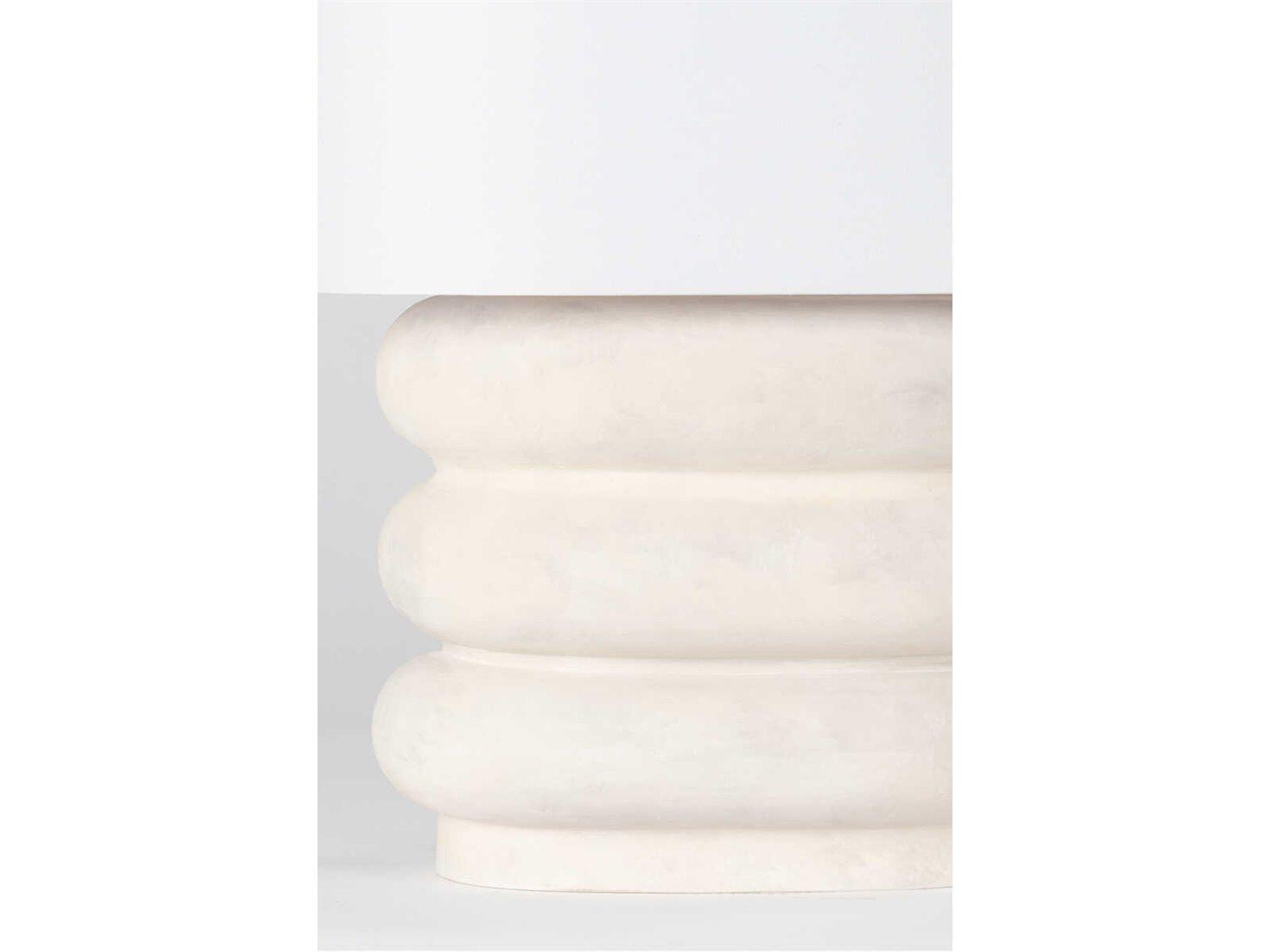 Hudson Valley Ewing Aged Brass Weathered Ivory Ceramic White Linen Buffet Lamp