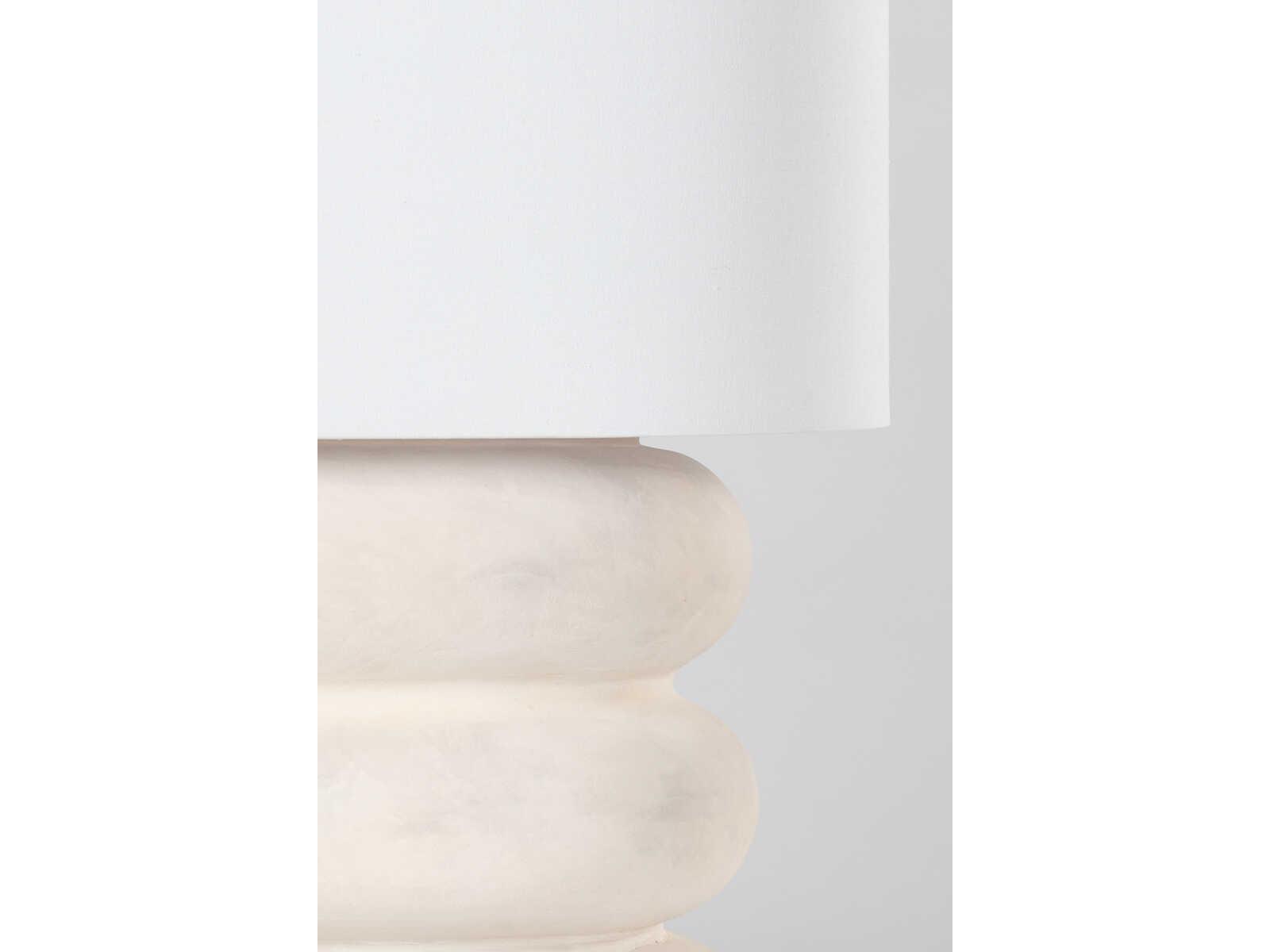 Hudson Valley Ewing Aged Brass Weathered Ivory Ceramic White Linen Buffet Lamp