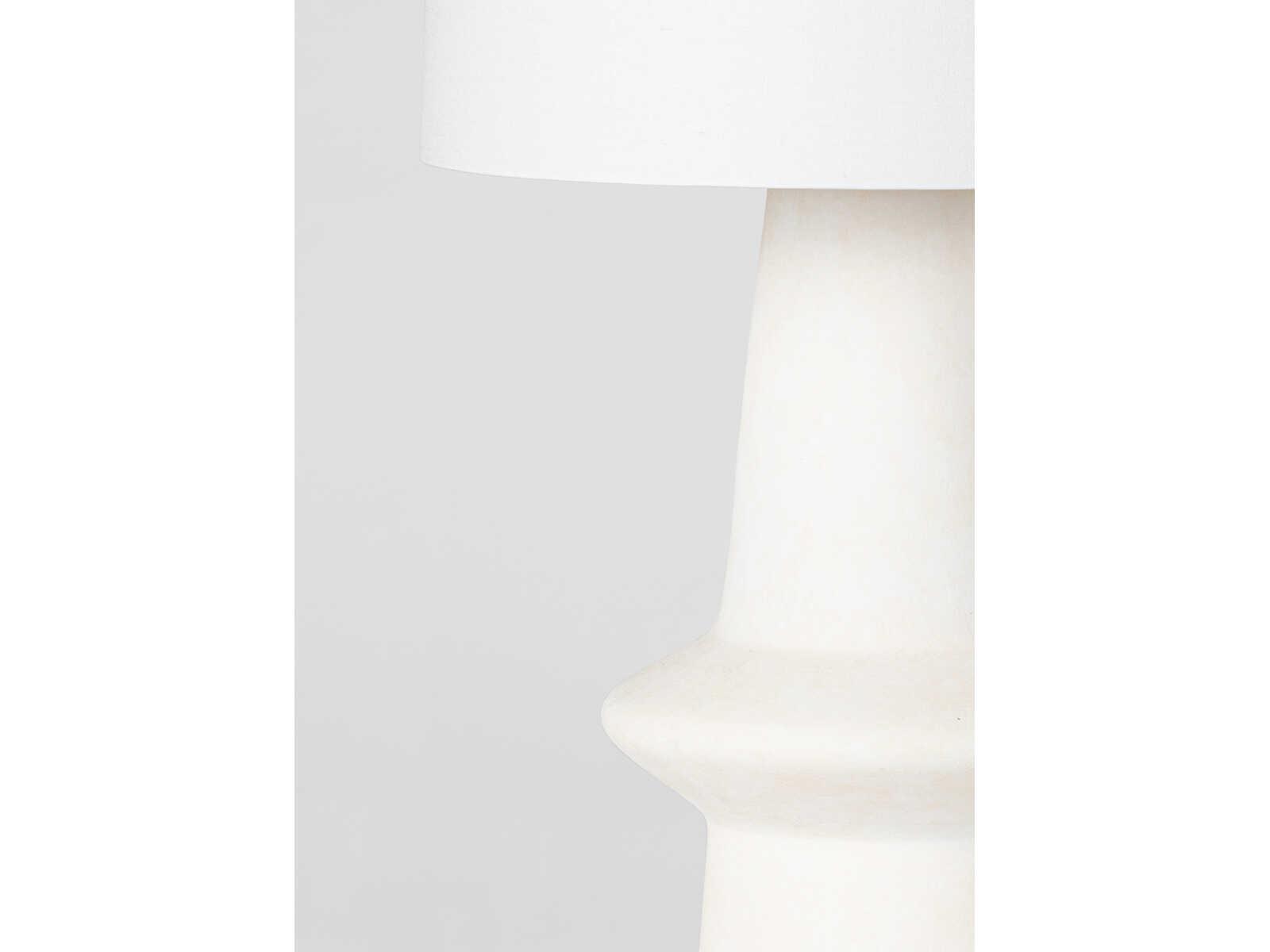 Hudson Valley Ramapo Aged Brass Pale Flax Ceramic White Linen Buffet Lamp