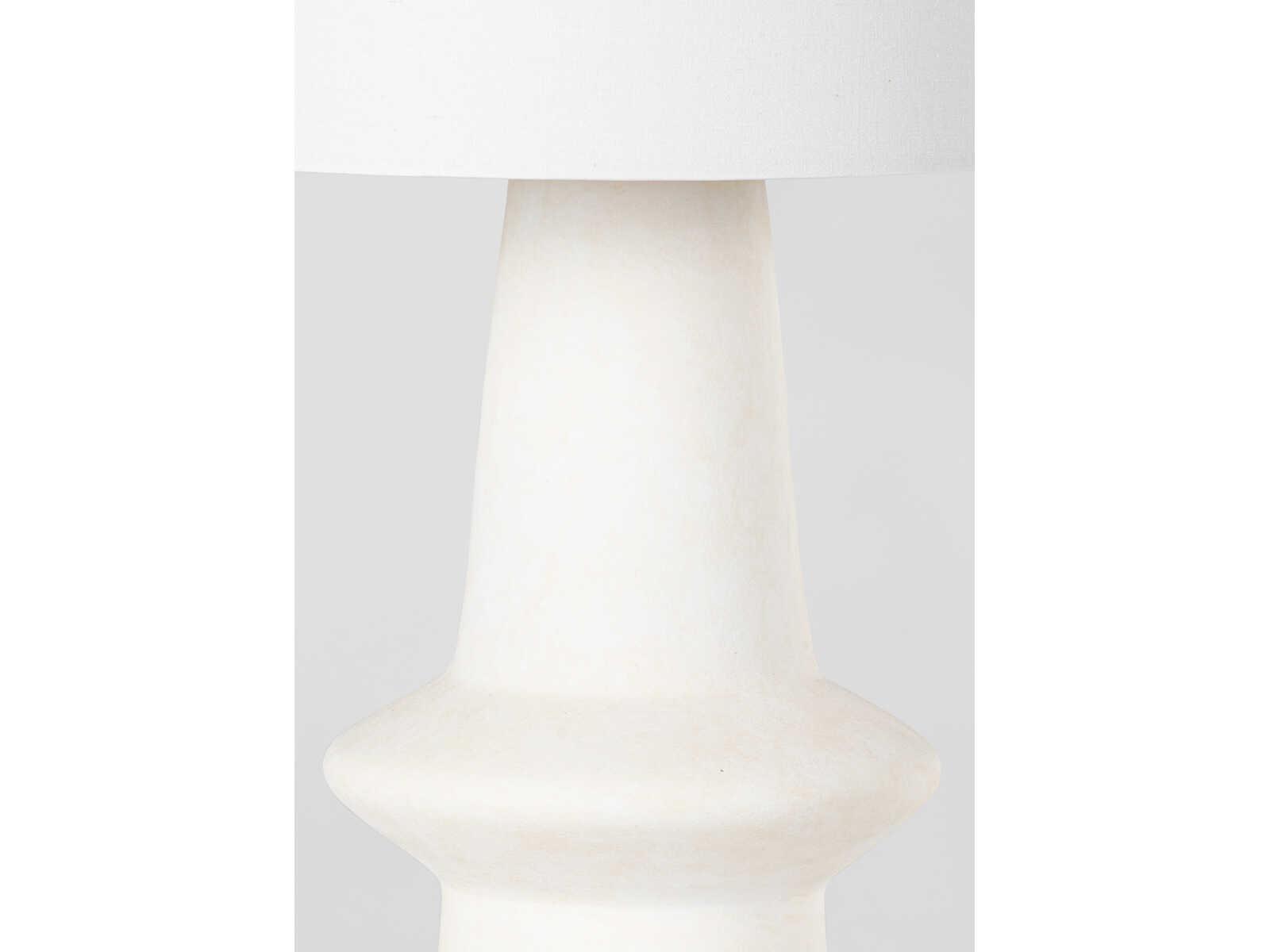 Hudson Valley Ramapo Aged Brass Pale Flax Ceramic White Linen Buffet Lamp