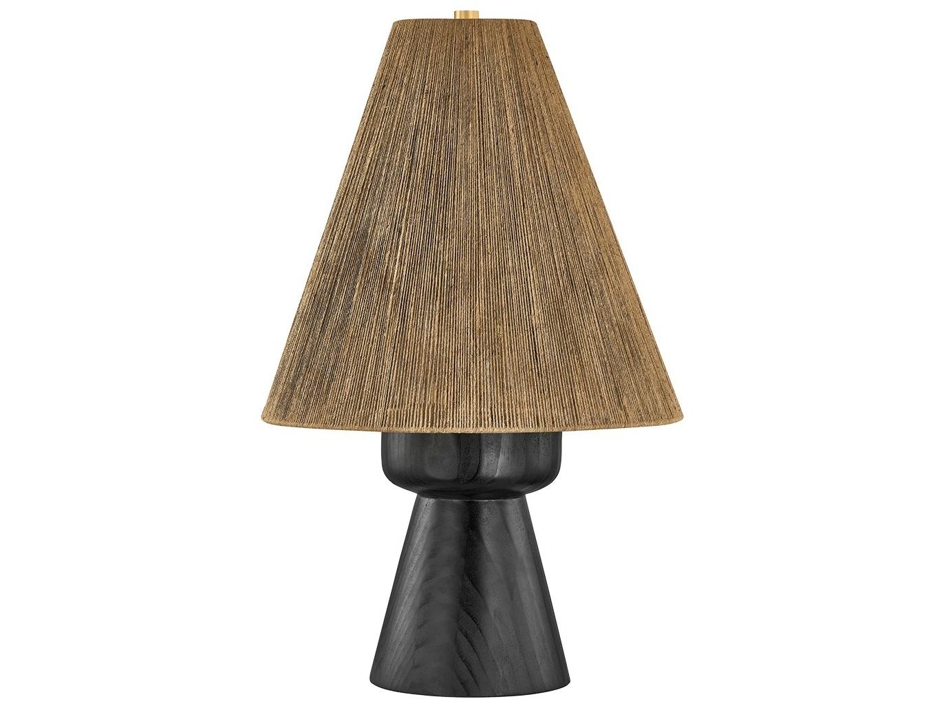 Hudson Valley Mannsville Aged Brass Natural Woven Jute String Black Buffet Lamp