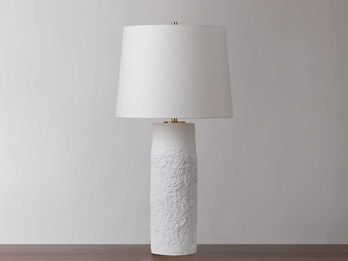 Hudson Valley Tolland Aged Brass White Linen Buffet Lamp