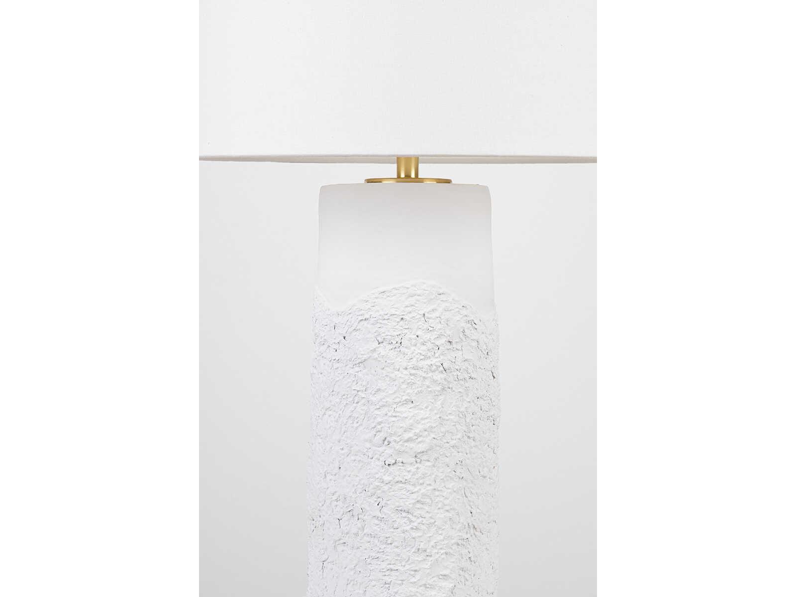 Hudson Valley Tolland Aged Brass White Linen Buffet Lamp