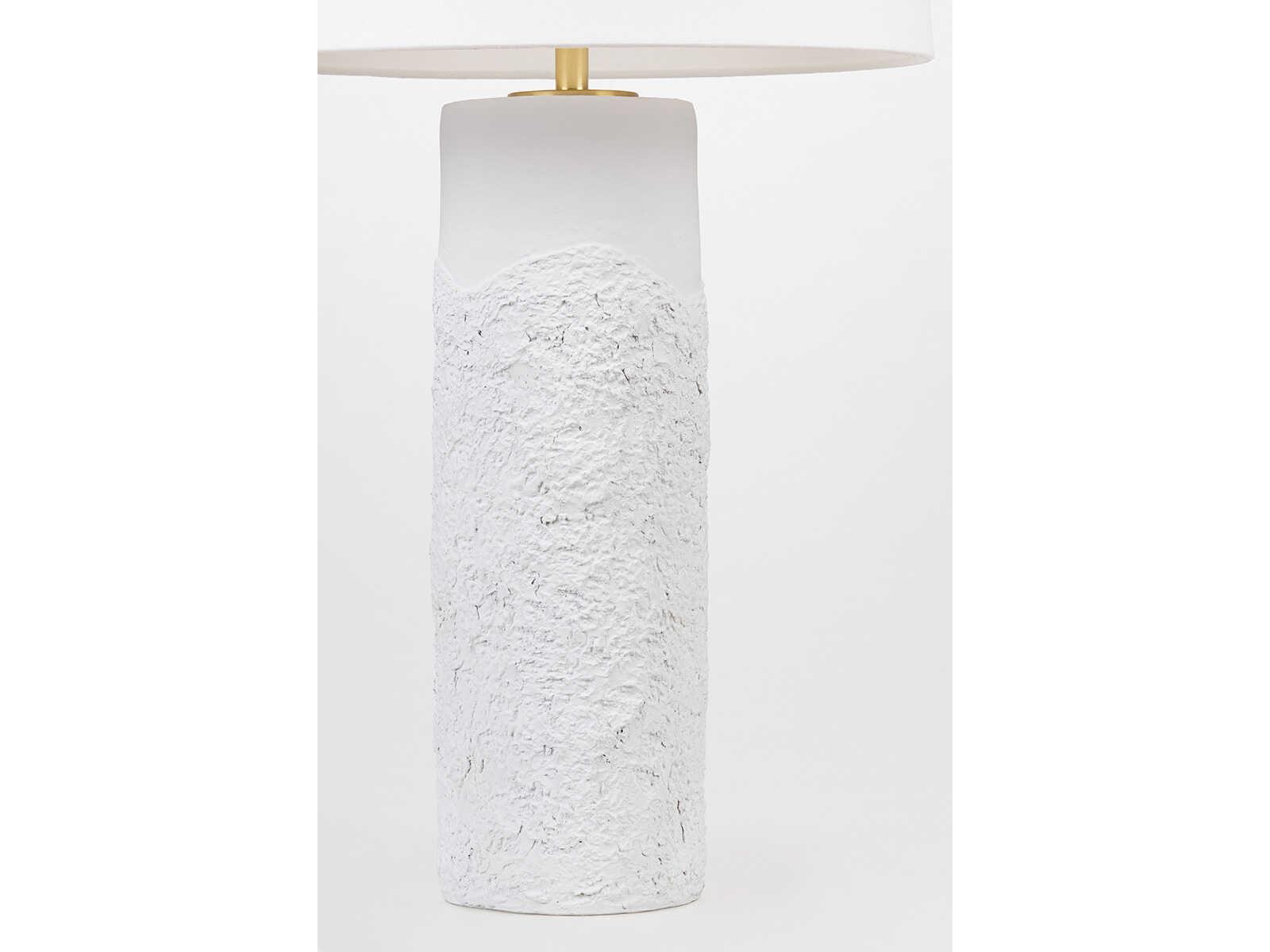 Hudson Valley Tolland Aged Brass White Linen Buffet Lamp