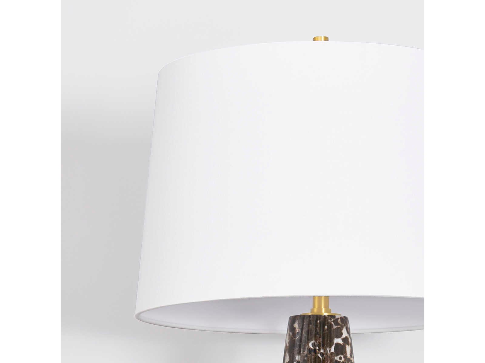 Hudson Valley Fanny Aged Brass White Linen Buffet Lamp