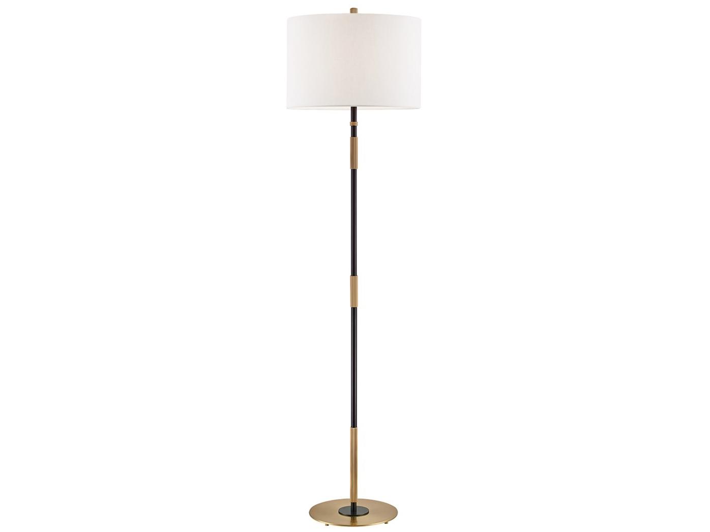 Hudson Valley Bowery Aged Old Bronze Off White Linen Floor Lamp