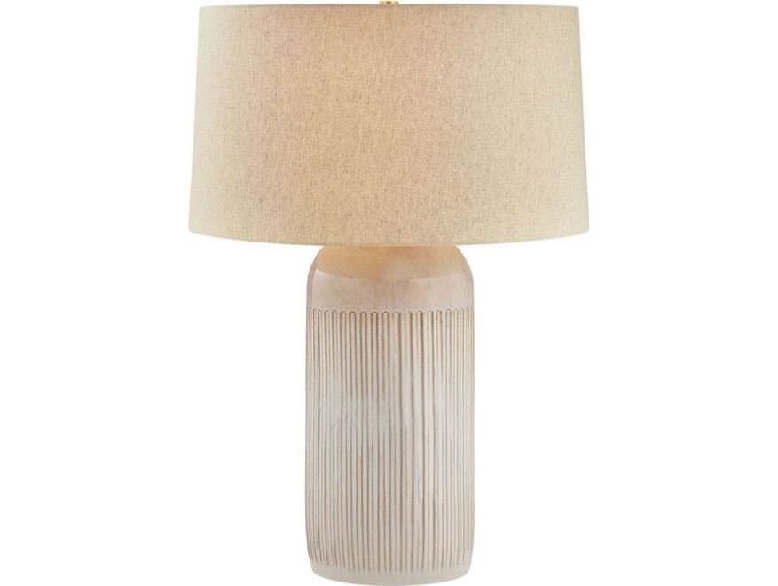 Hudson Valley Stevens Point Aged Brass Ceramic Oyster White Buffet Lamp