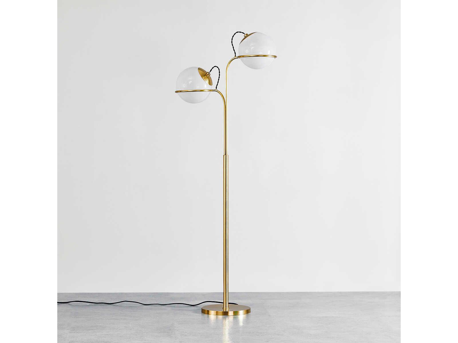 Hudson Valley Hingham Aged Brass Cloud Glass Floor Lamp