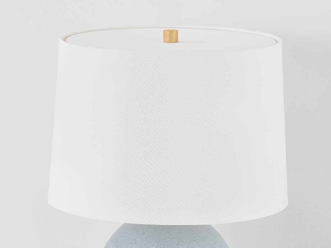 Hudson Valley Leeston Aged Brass Ceramic Reactive Slate White Linen Table Lamp