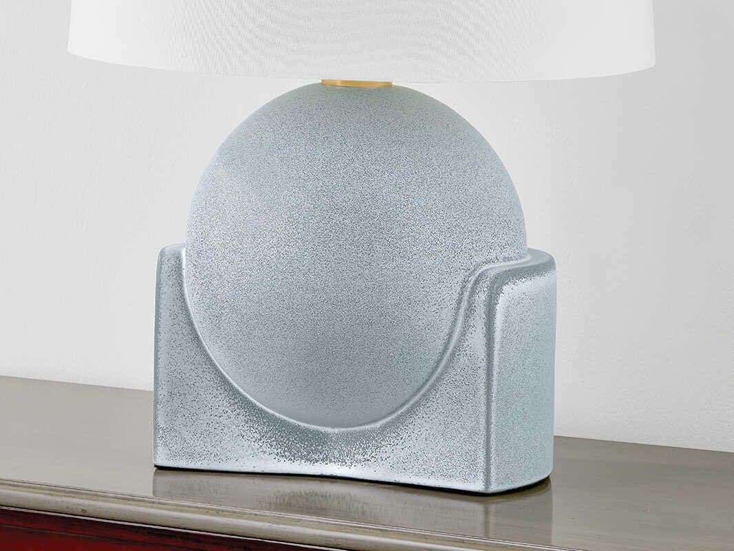 Hudson Valley Leeston Aged Brass Ceramic Reactive Slate White Linen Table Lamp