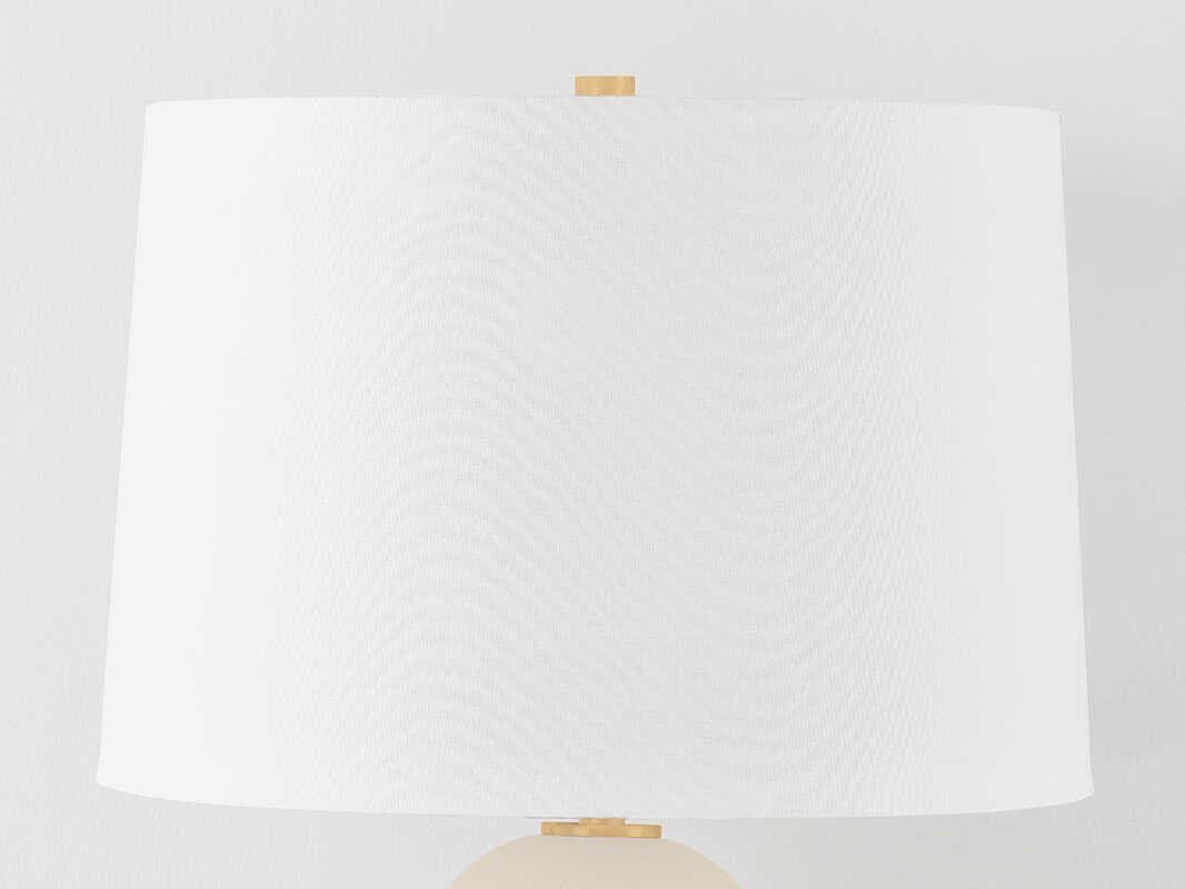 Hudson Valley Leeston Aged Brass Ceramic Moonstone Sand White Linen Off Buffet Lamp