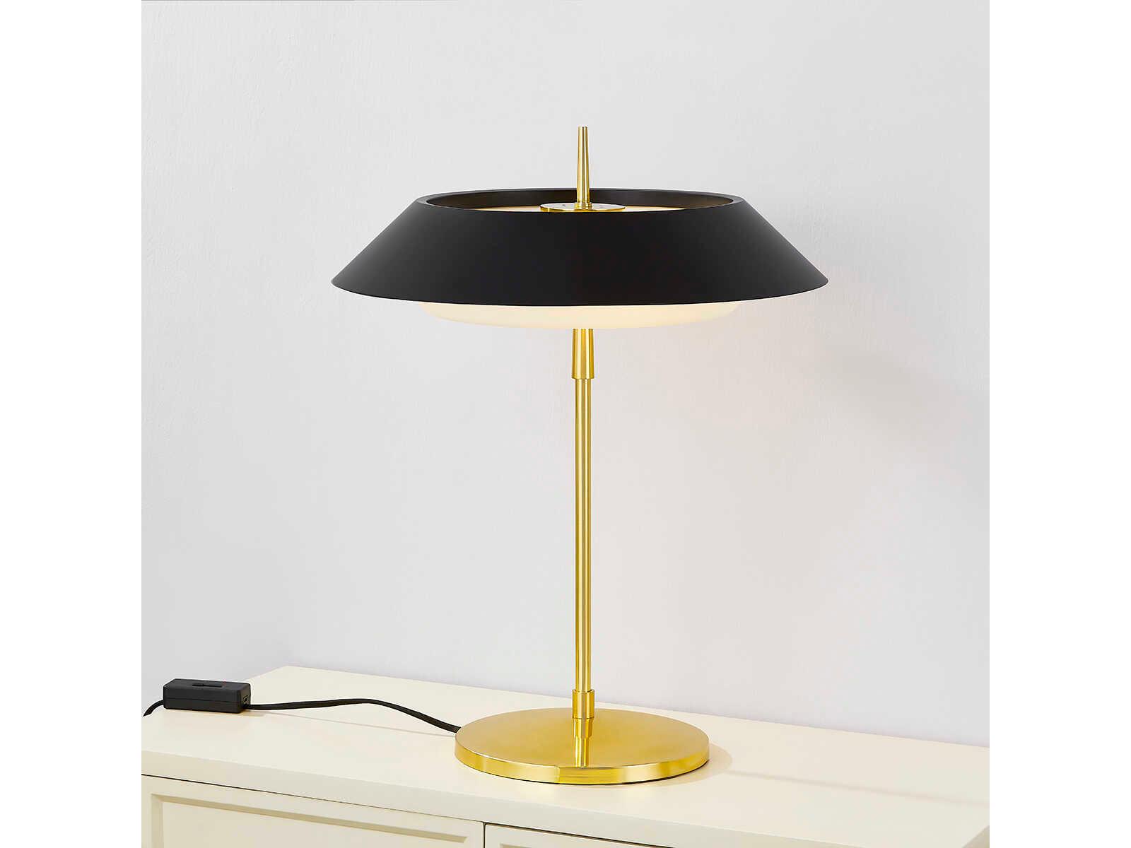 Hudson Valley Westport Aged Brass Soft Black Opal Matte Glass Table Lamp