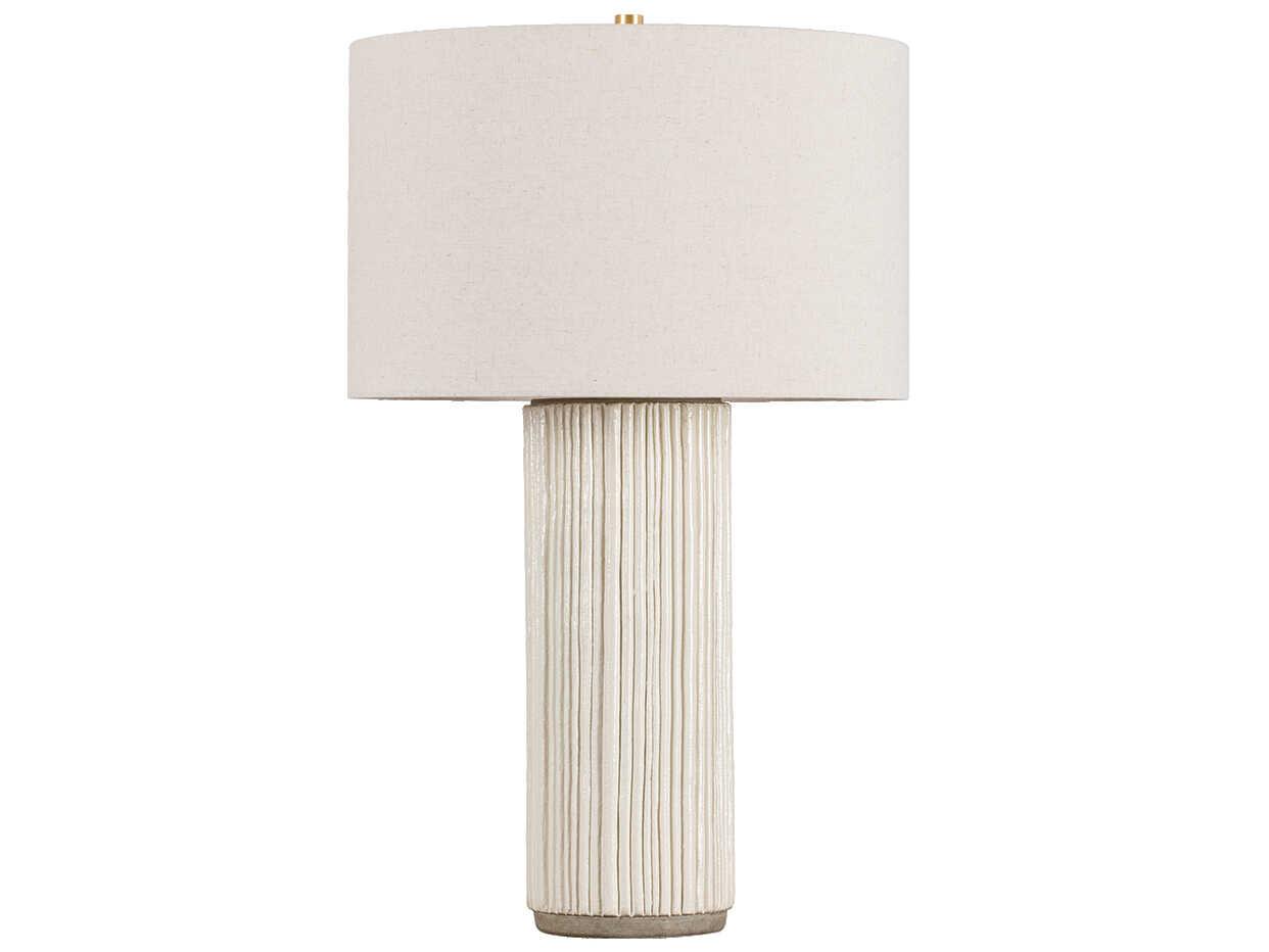 Hudson Valley Crestwood Aged Brass Ceramic Fluted Ivory White Buffet Lamp