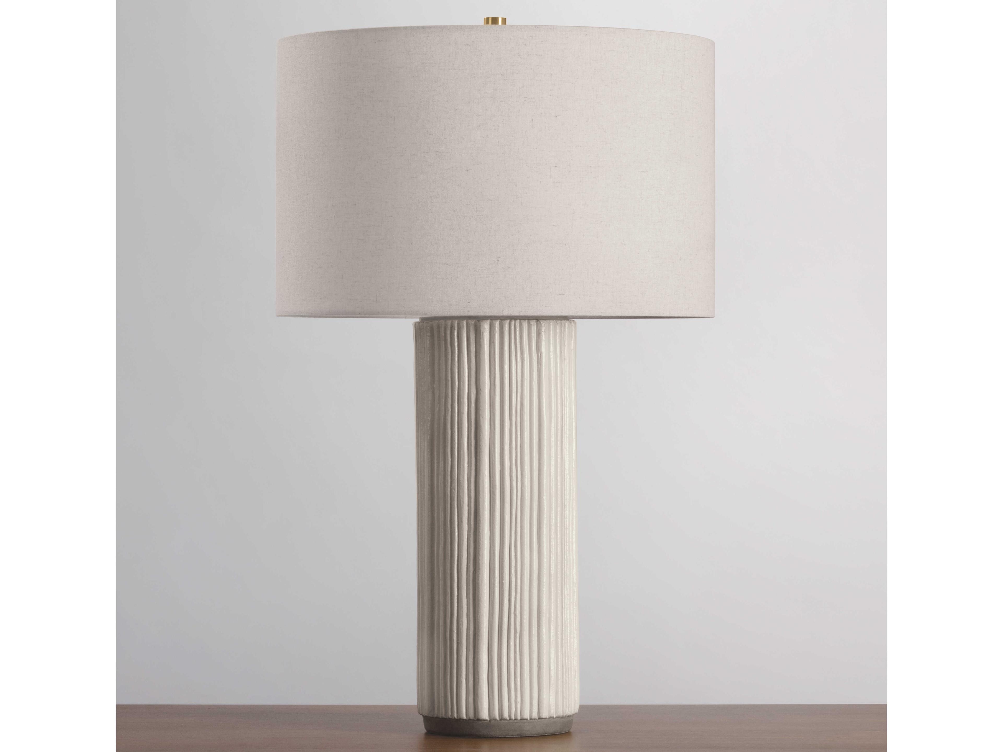 Hudson Valley Crestwood Aged Brass Ceramic Fluted Ivory White Buffet Lamp