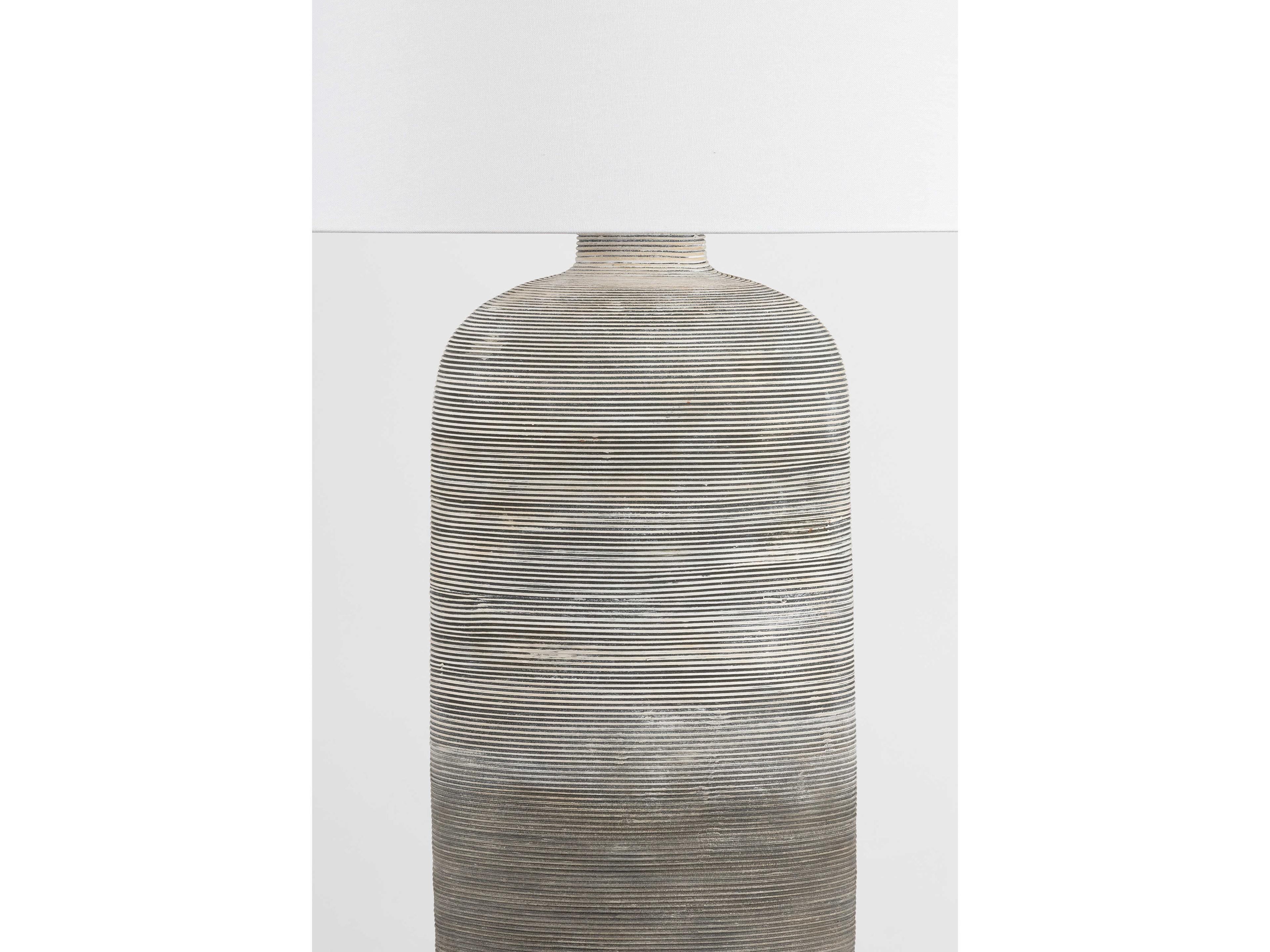 Hudson Valley Sutton Manor Aged Brass Ceramic Cream Shadow White Linen Gray Buffet Lamp