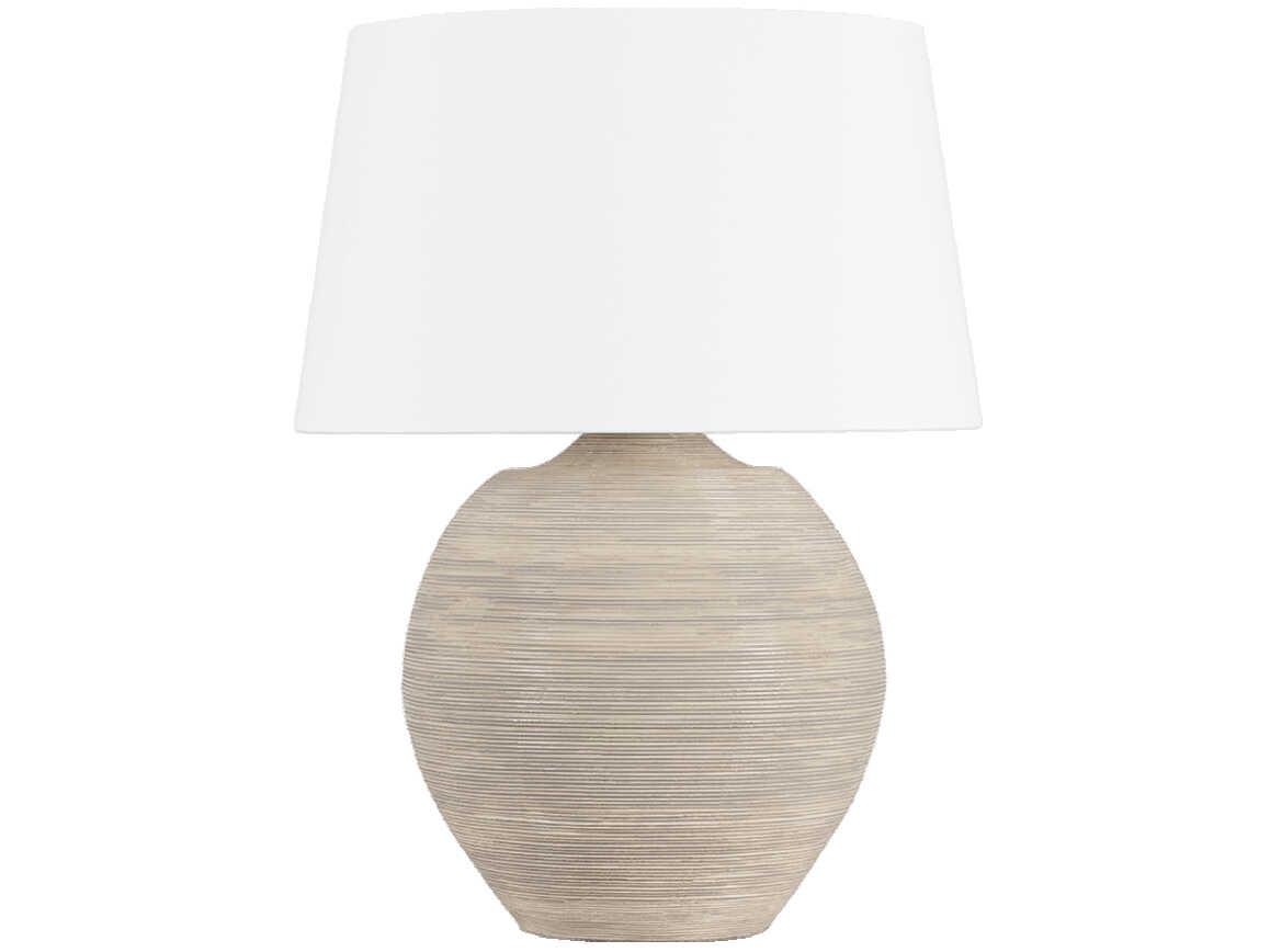 Hudson Valley Kitchawan Aged Brass Ceramic Artisan Cream White Linen Brown Buffet Lamp