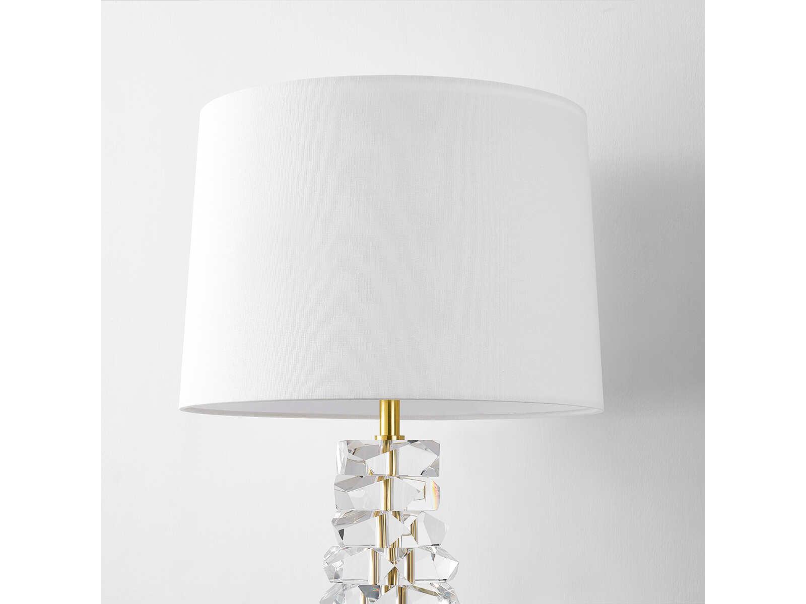 Hudson Valley Bellarie Aged Brass White Linen Clear Buffet Lamp