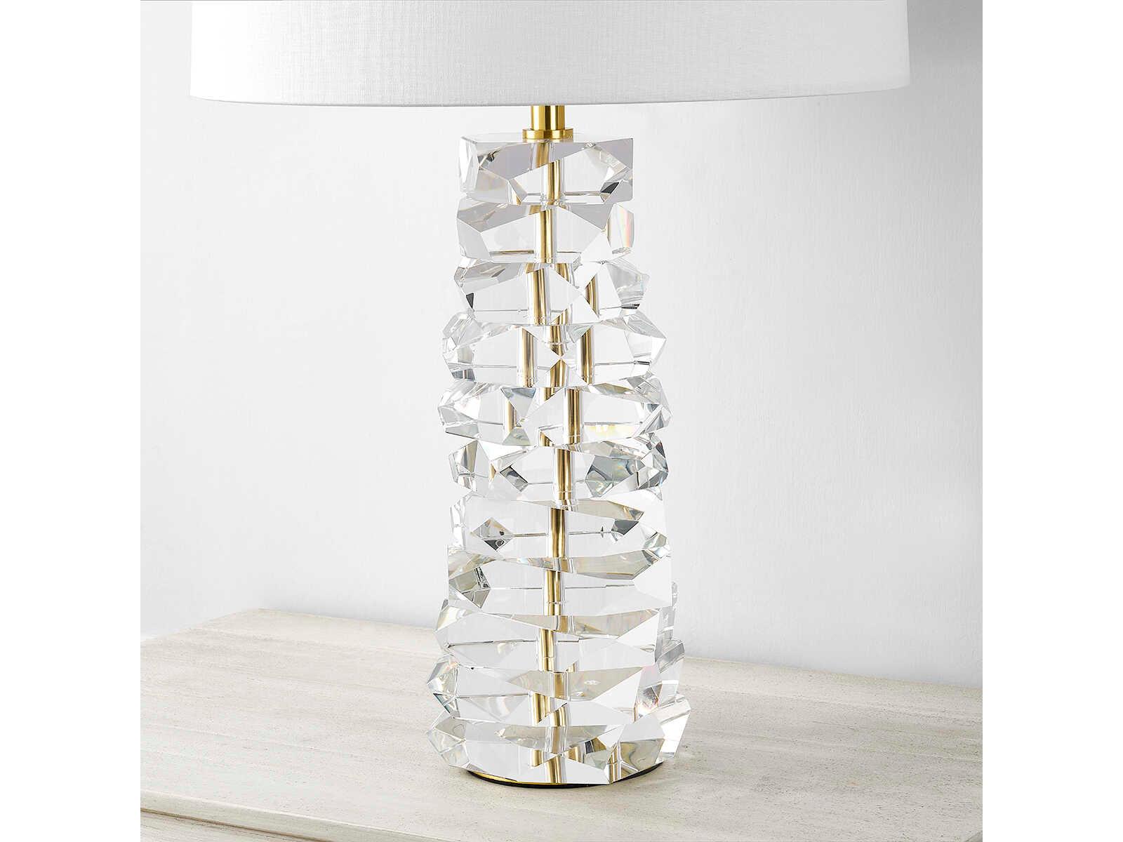 Hudson Valley Bellarie Aged Brass White Linen Clear Buffet Lamp