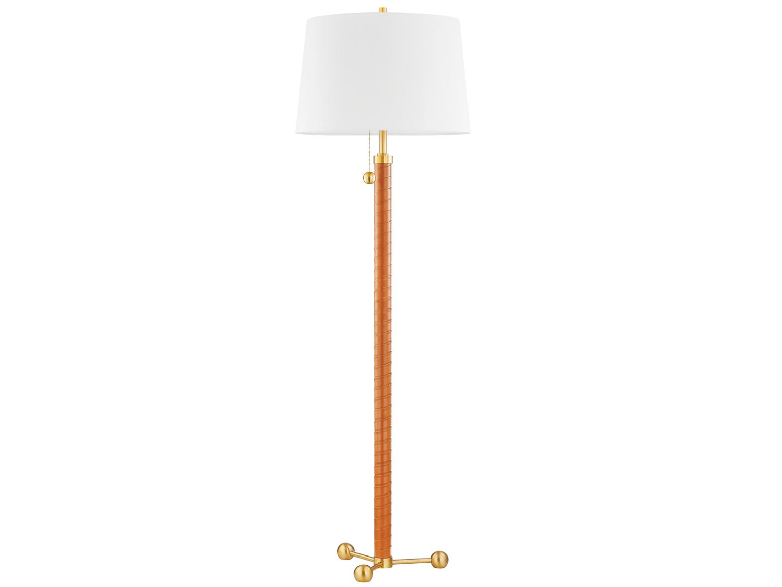 Hudson Valley Noho Aged Brass White Linen Floor Lamp