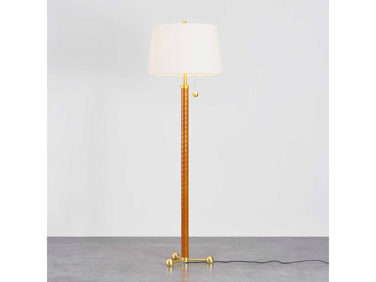 Hudson Valley Noho Aged Brass White Linen Floor Lamp