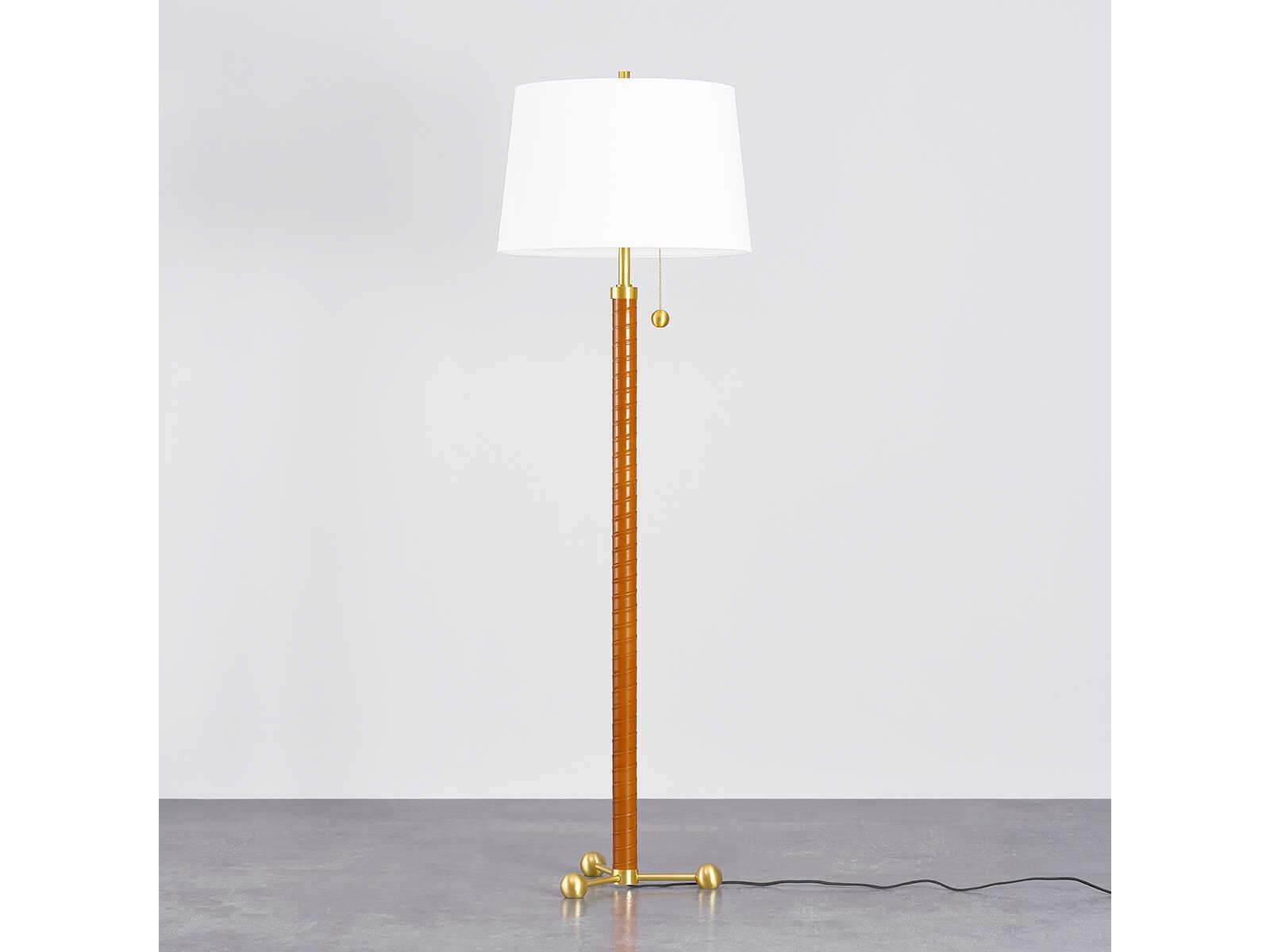 Hudson Valley Noho Aged Brass White Linen Floor Lamp