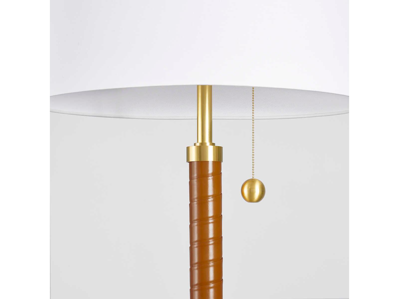 Hudson Valley Noho Aged Brass White Linen Floor Lamp