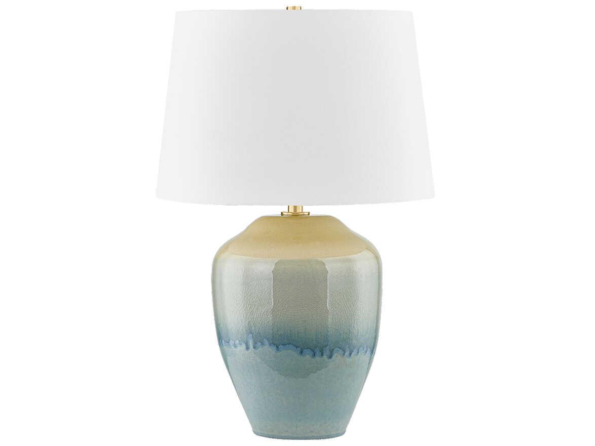 Hudson Valley Montville White Linen Green Buffet Lamp