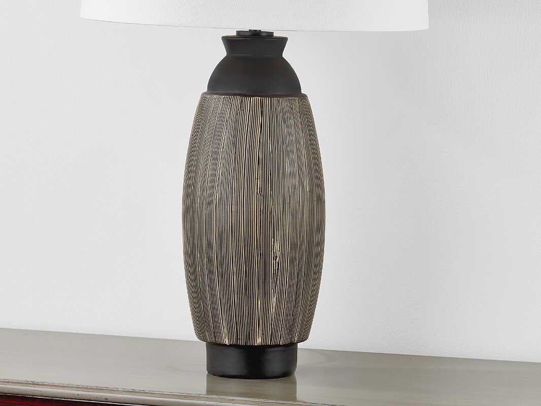 Hudson Valley Naseby White Linen Bronze Buffet Lamp