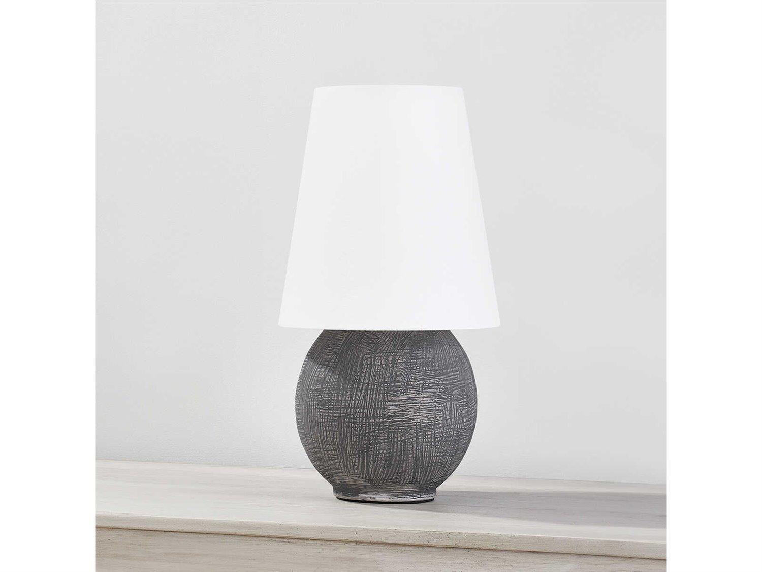 Hudson Valley Ulsterville Aged Brass Ceramic Greystone White Linen Table Lamp