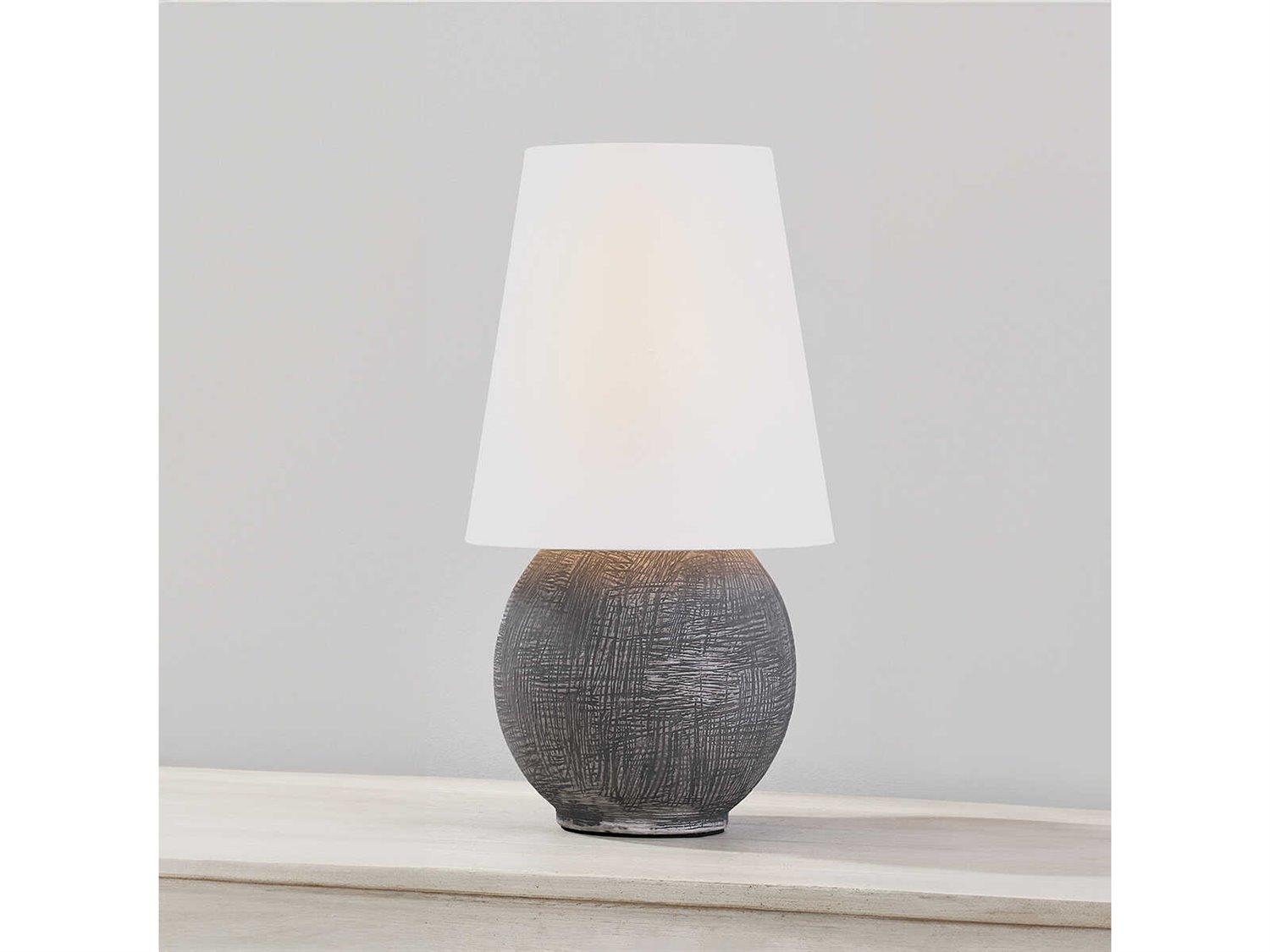 Hudson Valley Ulsterville Aged Brass Ceramic Greystone White Linen Table Lamp