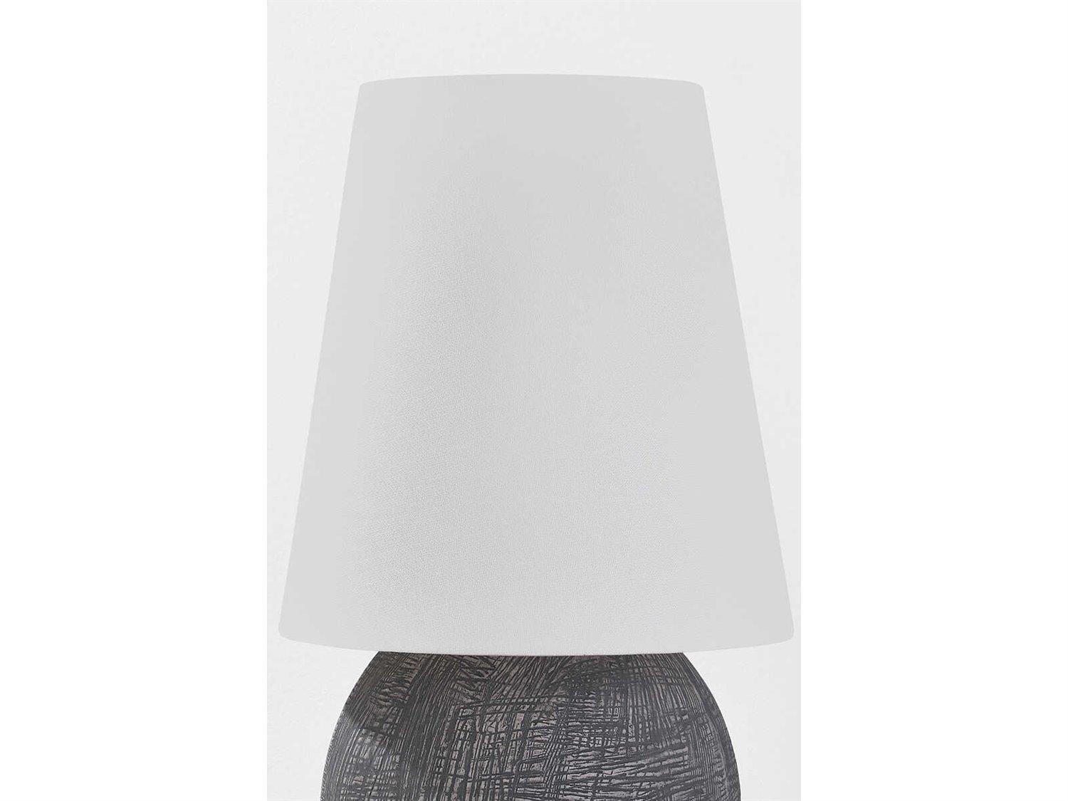 Hudson Valley Ulsterville Aged Brass Ceramic Greystone White Linen Table Lamp