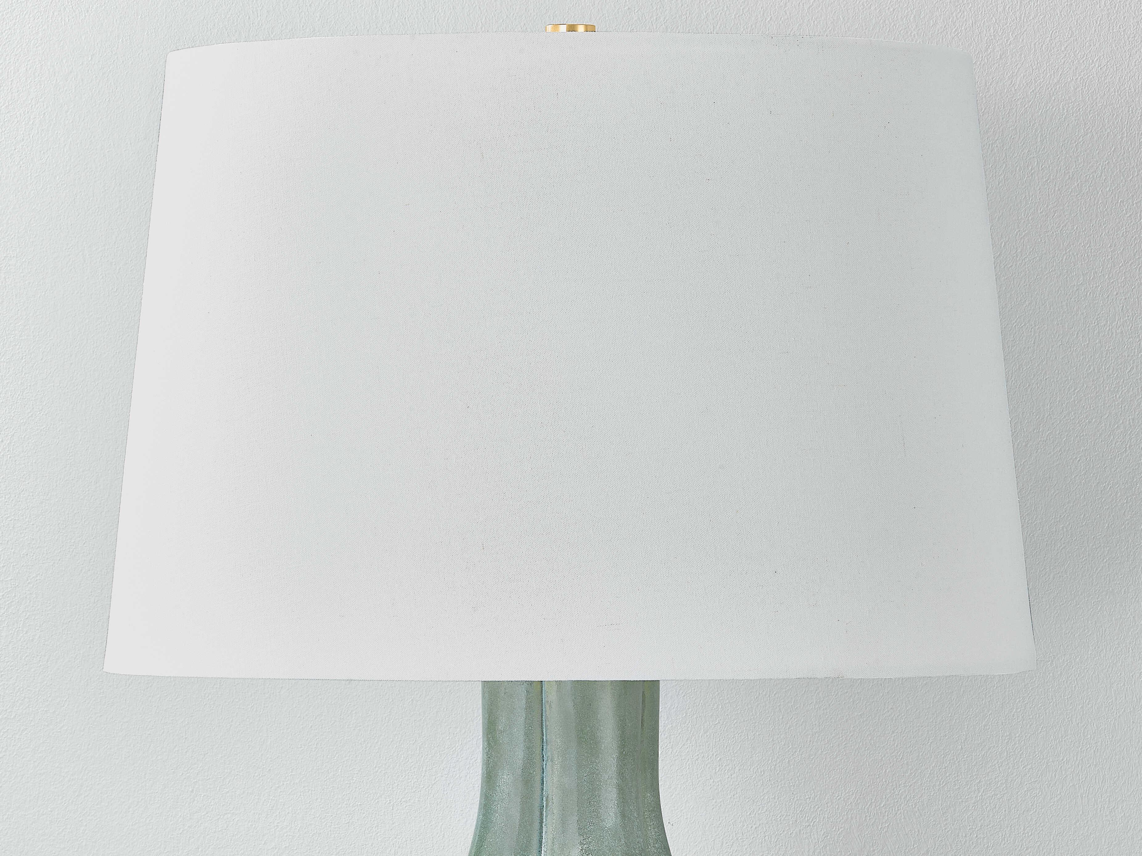 Hudson Valley Galloway Aged Brass Ceramic Moss Ivory White Linen Green Buffet Lamp