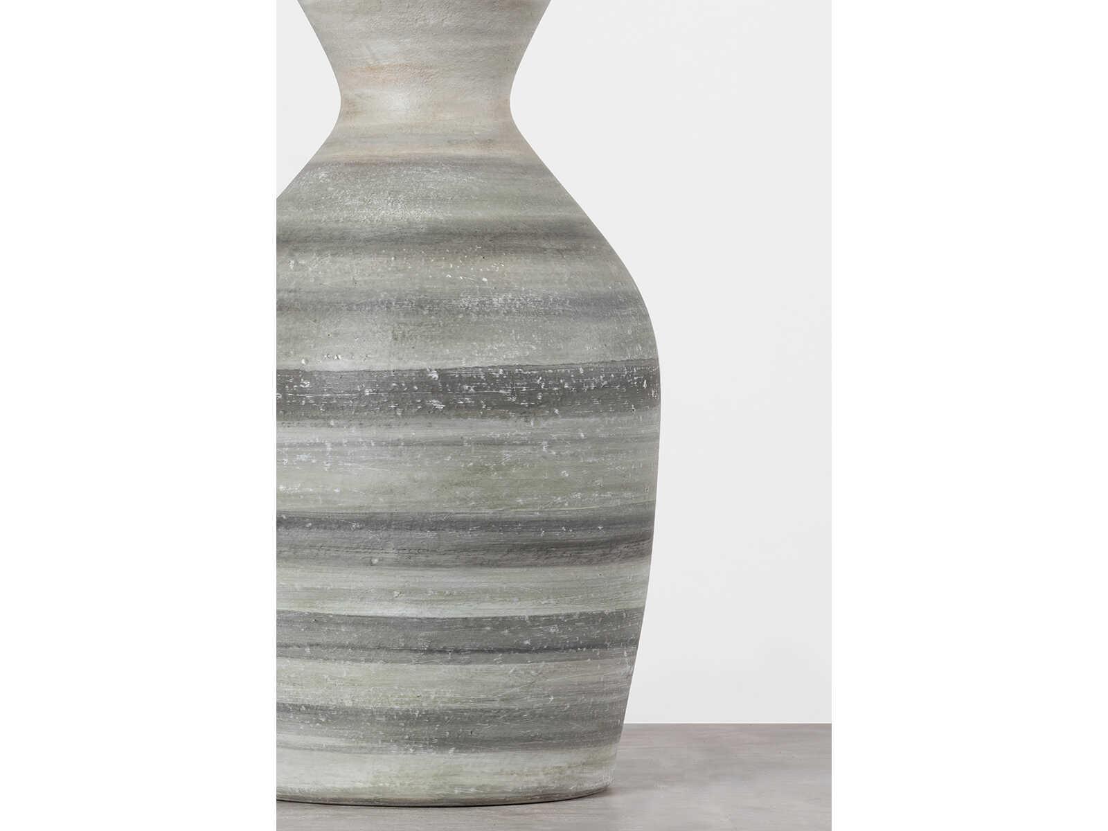 Hudson Valley Nahant Vintage Gold Leaf Ceramic White Dune Linen Gray Buffet Lamp