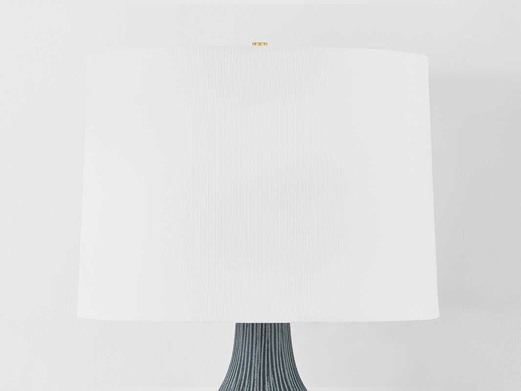 Hudson Valley Nepperhand Aged Brass Ceramic Providence Blue White Linen Buffet Lamp