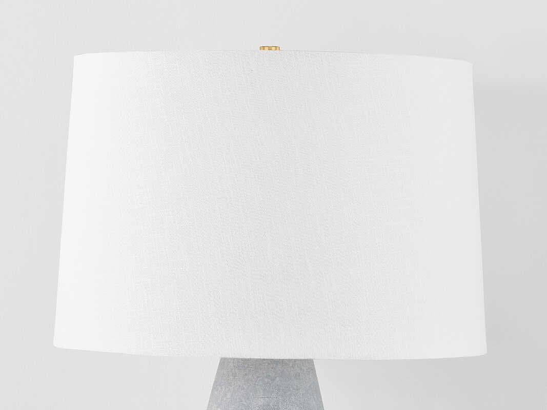 Hudson Valley Hackensack Aged Brass Ceramic Stonewash Textured Linen Fabric Gray Buffet Lamp