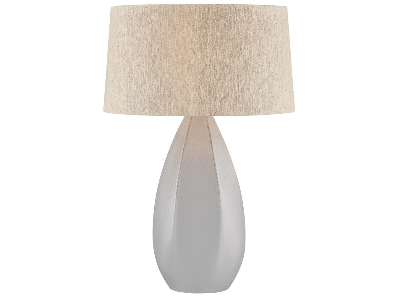 Hudson Valley Colwyn Aged Brass Ceramic Dove White Natural Linen Fabric Buffet Lamp