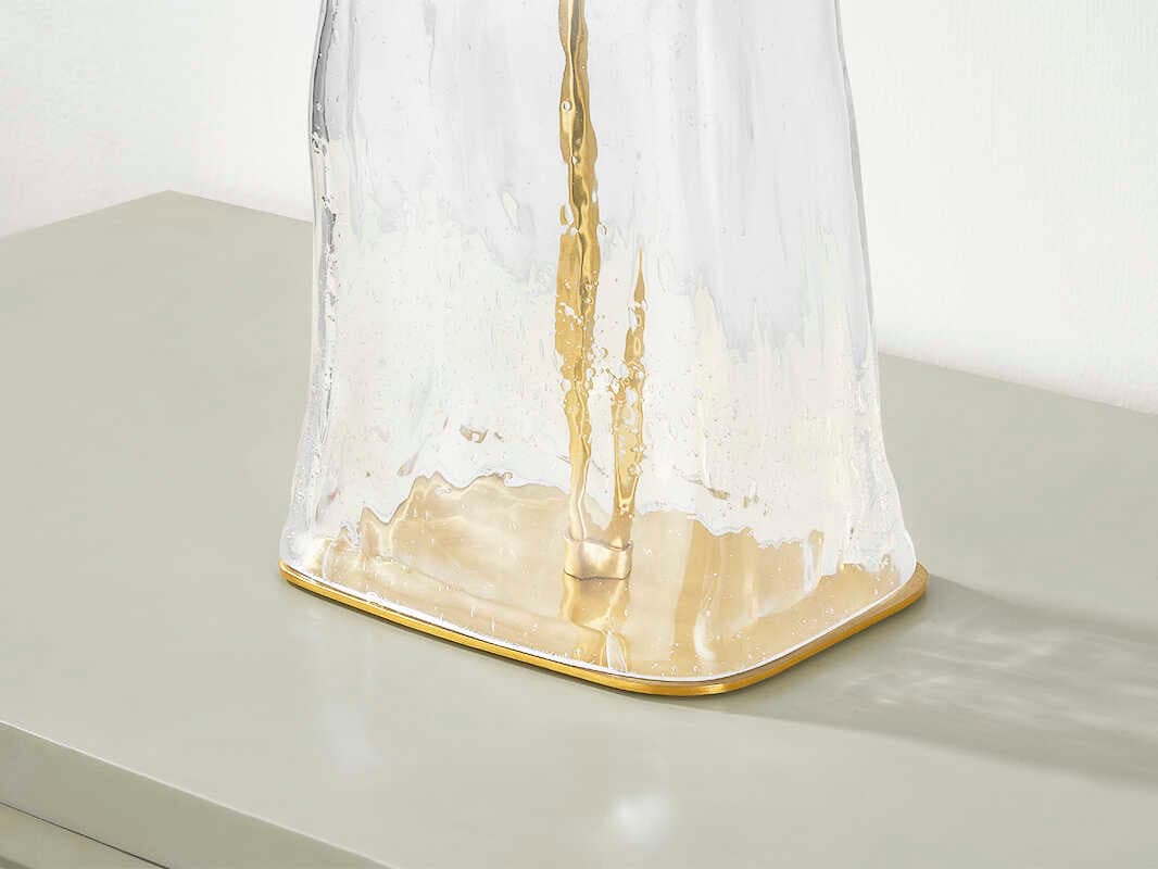 Hudson Valley Midura Aged Brass White Linen Clear Buffet Lamp