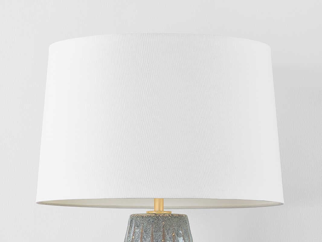 Hudson Valley Alloway Aged Brass Ceramic Swept Coast White Linen Blue Buffet Lamp