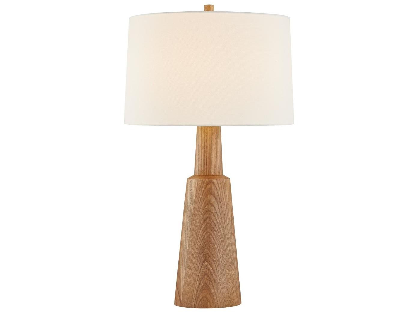 Hudson Valley Dennis Aged Brass White Linen Fabric Brown Buffet Lamp