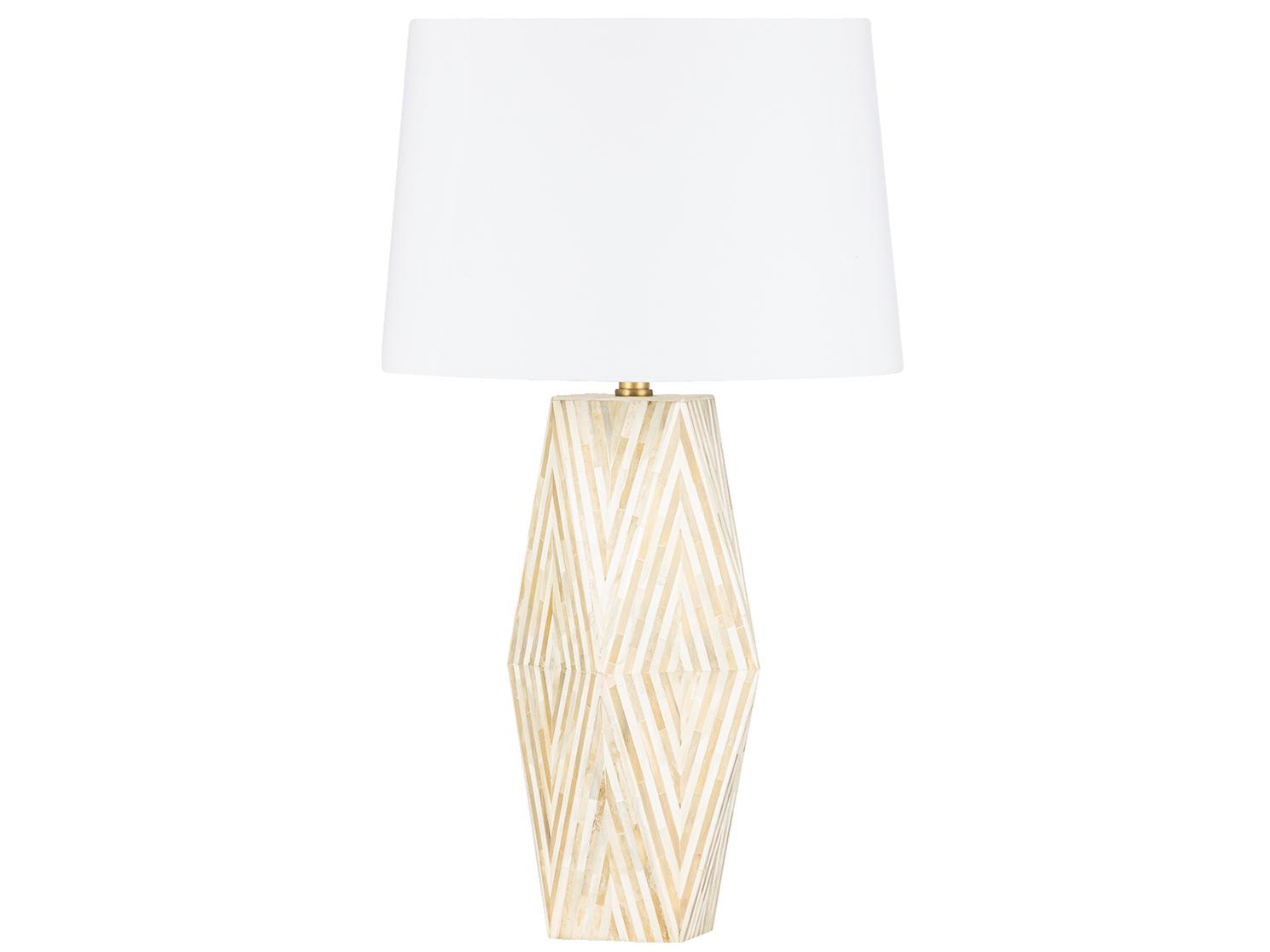 Hudson Valley Syracuse Aged Brass White Linen Off Buffet Lamp