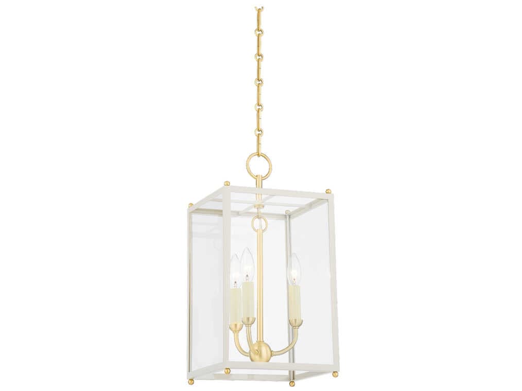 Hudson Valley Chaselton 3-Light Aged Brass White Glass Lantern Mini Pendant